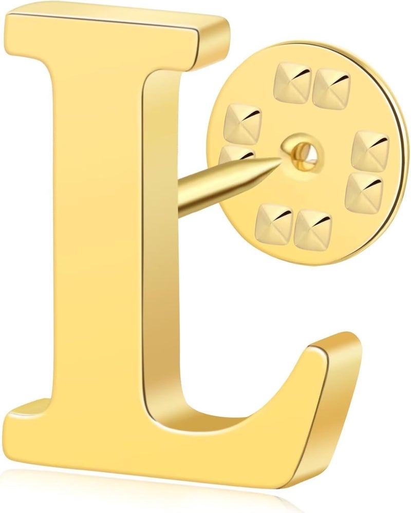 ETHOON Initial Letter Lapel Pins for Men Women Personalized Name Brooch Pins for Men Suits Hats Metal Button Pins Gold A-Z - Image 1